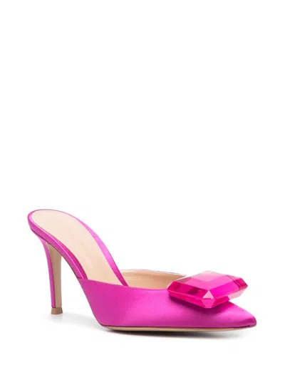 Gianvito Rossi Crystal-detail Satin Slingback Pumps