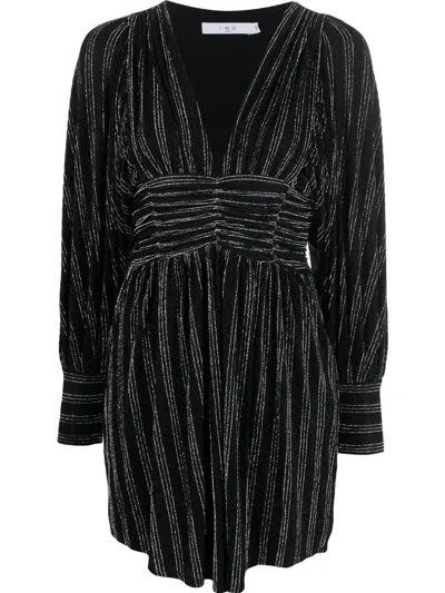 Iro Short Dress With Metallic Ribbed Stripes