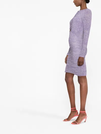 Isabel Marant Mini Dress With Keyhole And Ruched In Purple
