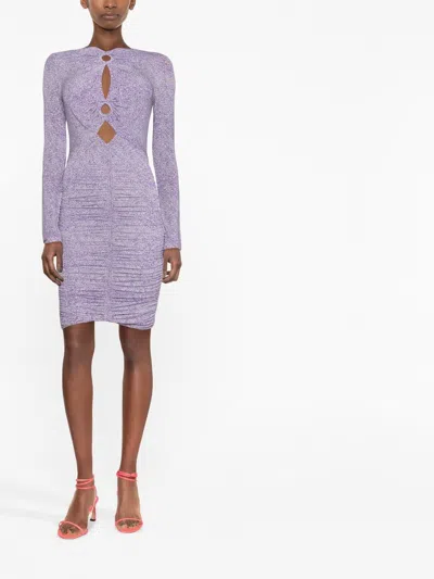 Isabel Marant Mini Dress With Keyhole And Ruched In Purple