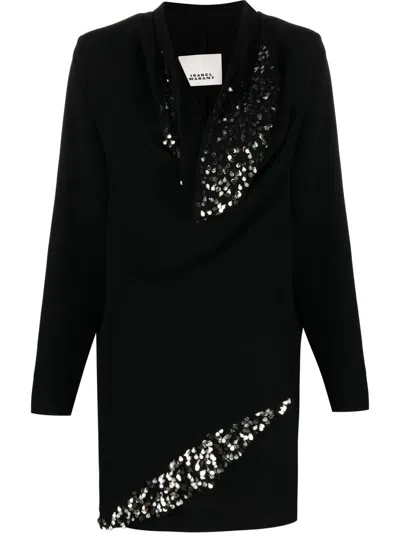 Isabel Marant Lazeli Draped Sequin-embellished Crepe Mini Dress