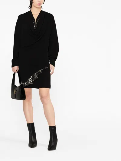 Isabel Marant Lazeli Draped Sequin-embellished Crepe Mini Dress