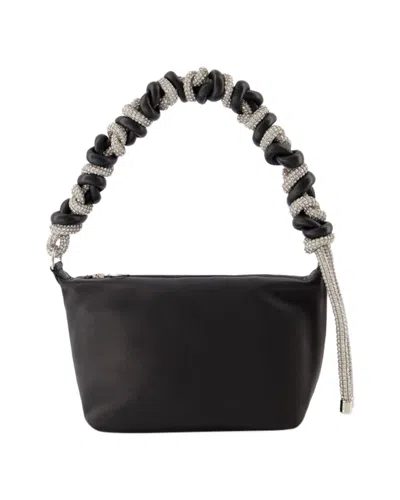 Juuls & Karats Crystal Phone Cord Hobo Bag - Kara - Black - Leather In Black