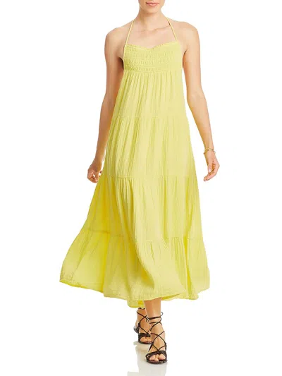 Shop Elan Womens Cotton Halter Midi Dress In Yellow