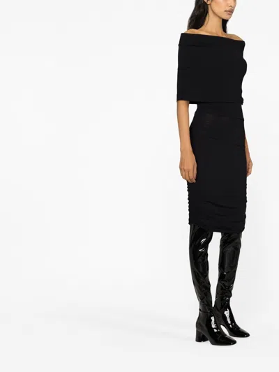 Khaite Aerica Ruched Midi Dress In Black