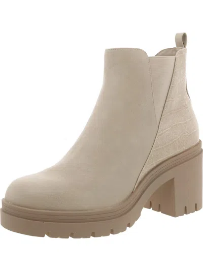 Sun + Stone Veronikaa Womens Faux Leather Block Heel Ankle Boots In Multi