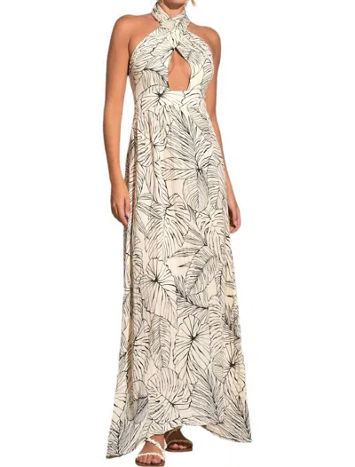 Elan Criss Cross Maxi Dress In Natural/black In Multi