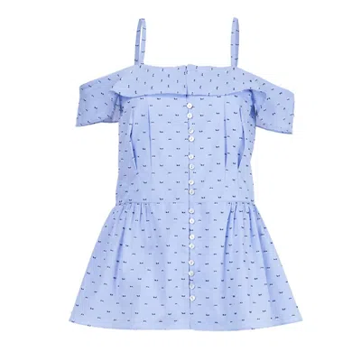 Derek Lam 10 Crosby Women's Off Shoulder Blouse In Blue In Blue