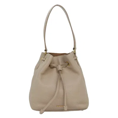 Pre-owned Miu Miu Leather Shoulder Bag () In Beige