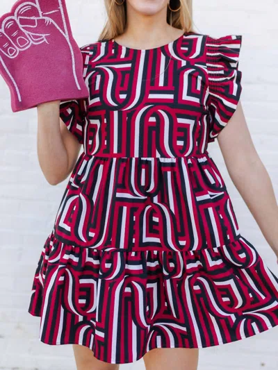 Michelle Mcdowell Everly Dress In Touchdown Garnet/black In Multi