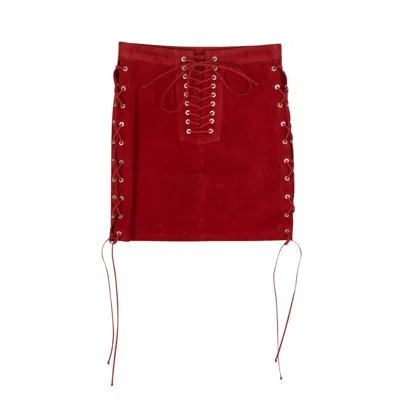 Ben Taverniti Unravel Project Suede Side Lace-up Mini Skirt - Red In Red