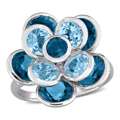 Mimi & Max 7 1/3ct Tgw London Blue Topaz And Sku Blue Topaz Flower Ring Sterling Silver In Blue