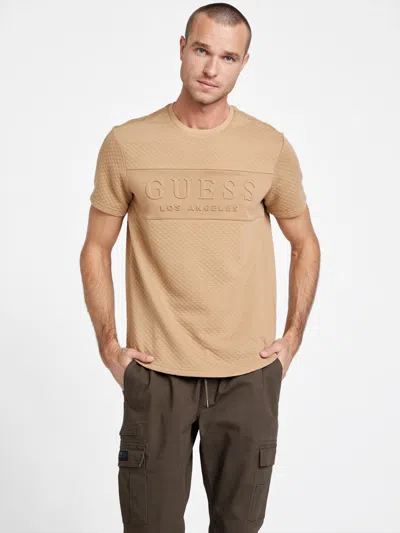 Guess Factory Trevor Logo Tee In Beige