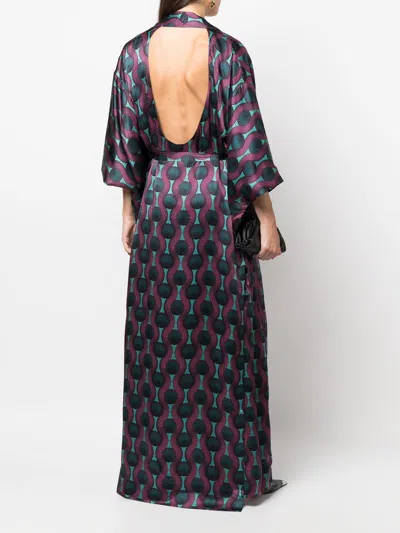 Ozwald Boateng Geometric-print Tie-waist Long Jacket
