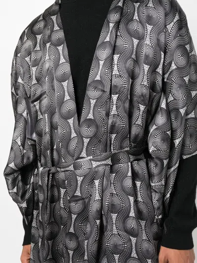 Ozwald Boateng Geometric-print Tie-waist Jacket