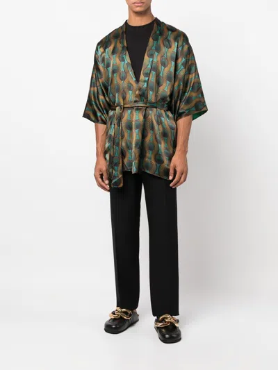 Ozwald Boateng Short Geometric-print Tie-waist Jacket