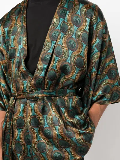 Ozwald Boateng Short Geometric-print Tie-waist Jacket