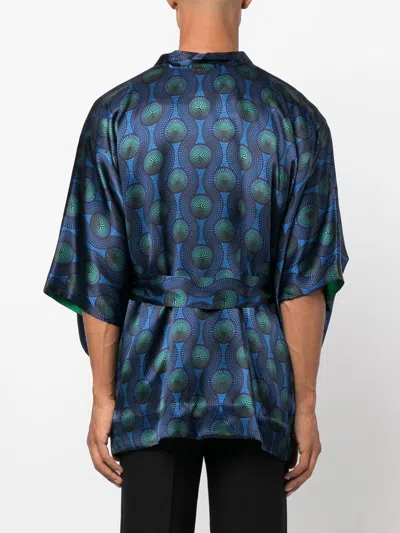 Ozwald Boateng Short Geometric-print Tie-waist Jacket