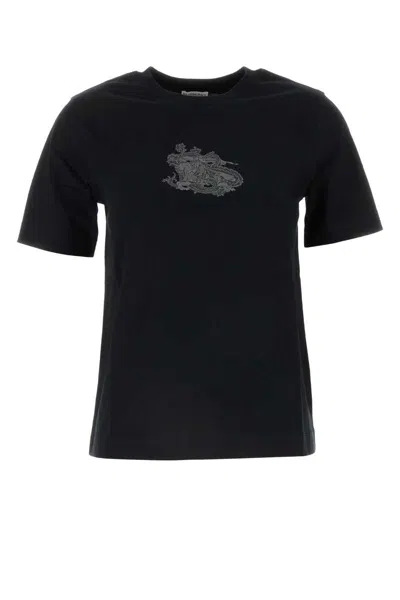Burberry Paisley Ekd Cotton T-shirt In Black
