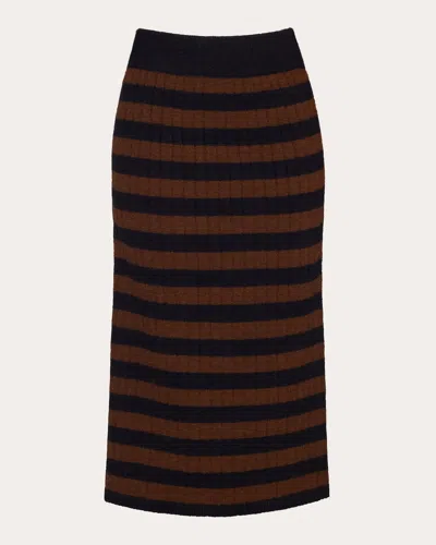 Eleven Six Pia Stripe Tube Skirt In Black & Cocoa Stripe In Black/cocoa Stripe