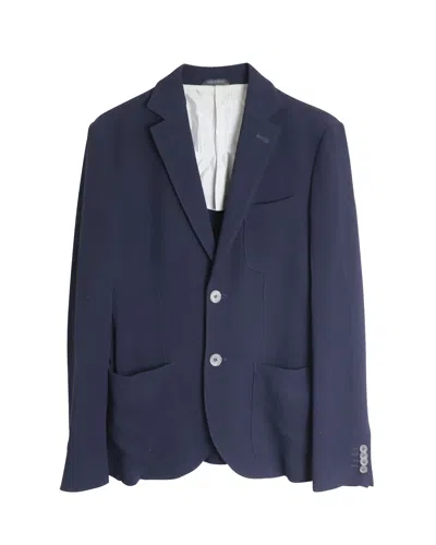 Giorgio Armani Tokyo Single-breasted Blazer In Navy Wool In Blue