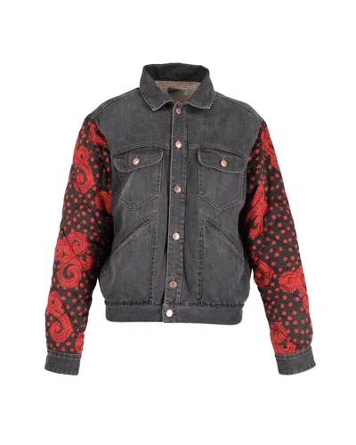 Shop Isabel Marant Quilted Sleeve In Grey Cotton Denim