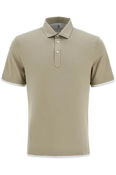 Shop Brunello Cucinelli Polo With Faux In Brown