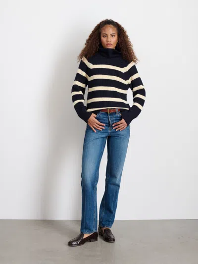 Alex Mill Chelsea Turtleneck In Cotton Cashmere In Navy/ivory