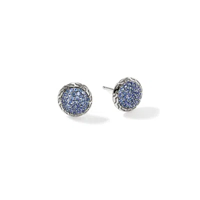 John Hardy Sterling Silver Classic Chain Blue Sapphire Stud Earrings In Sterling Silver