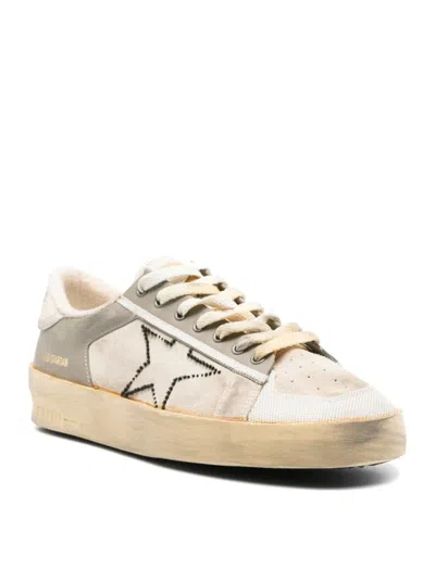 Golden Goose Stardan Con Collarino Spezzato E Stella Ricamata Suede And Leather Upper Leather Heel In Cream