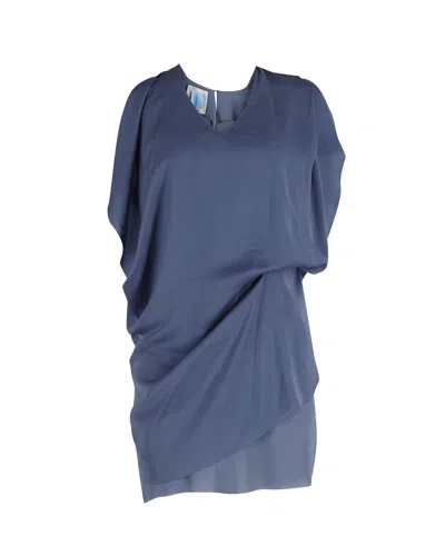 Acne Studios Mallory Overlay Mini Casual Dress In Navy Blue Polyester In Blue