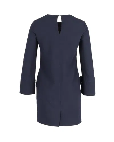 Iris & Ink Sleeve Bow Tunic Dress In Navy Polyester In Blue