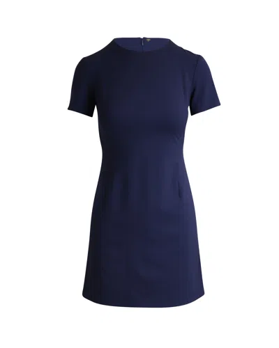 Theory Mini Shift Dress In Navy Wool In Blue