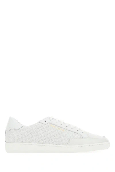 Saint Laurent Low-top Leather Sneakers Round Toe In White