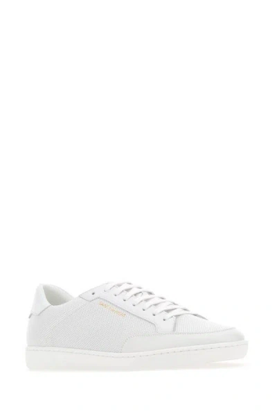 Saint Laurent Low-top Leather Sneakers Round Toe In White