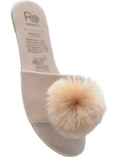 Rollasole Women's Pom Pom Slippers In Champagne In White