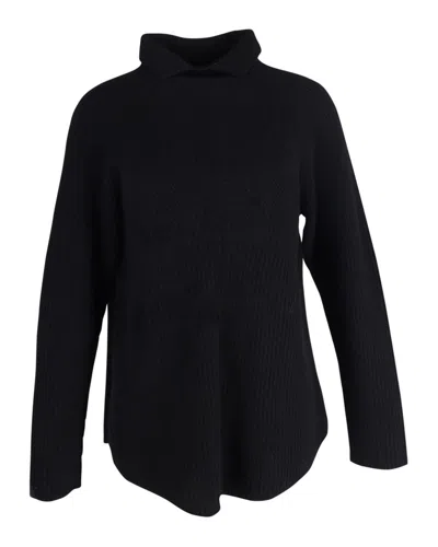Theory Karenia Cashmere And Felted Wool Turtleneck Sweater In Black