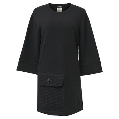 Pre-owned Chanel Mini Crew-neck One Pocket Dress In Black Cashmere