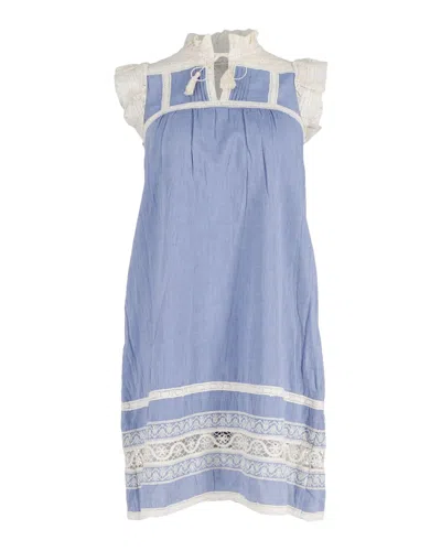 Sea New York Chambray Lace Dress In Blue Cotton In Blue