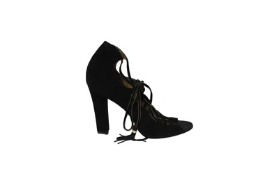 Ferragamo Lace-up Heels In Black Suede In Black