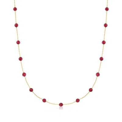 Canaria Fine Jewelry Canaria Ruby Bead Station Necklace In 10kt Yellow Gold In Multi