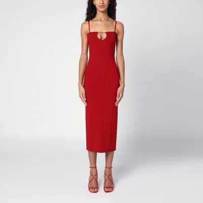 Shop Jacquemus La Robe Sierra Bretelles Red Midi Dress