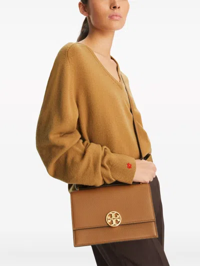 Shop Tory Burch Women Miller Shoulder Bag In 202 Forest Brown