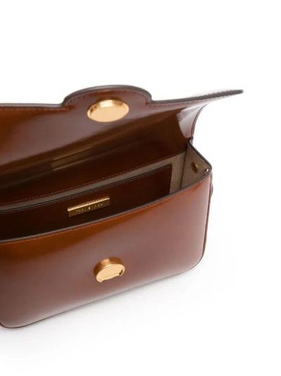 Tory Burch Robinson Spazzolato Shoulder Bag In Dark Sienna