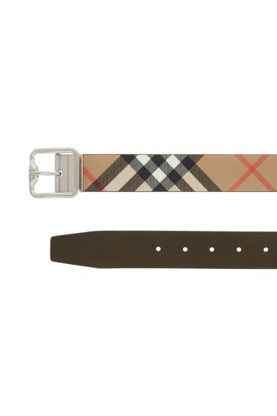 Shop Burberry Reversible B Buckle Check Belt