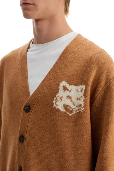 Shop Maison Kitsuné Maison Kitsune "fox Head Wool Cardigan With