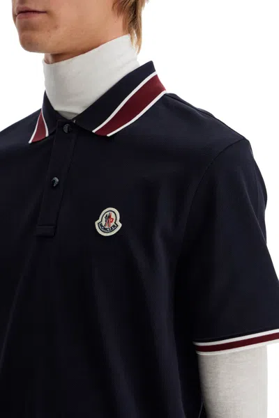 Shop Moncler Striped Polo Shirt With Detailed Accents