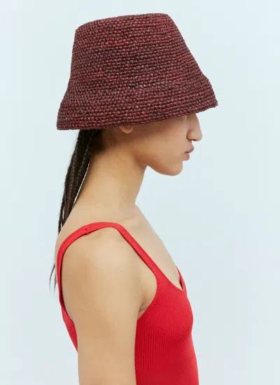 Jacquemus Le Bob Raphia Bucket Hat In Brown