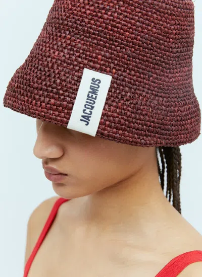 Jacquemus Le Bob Raphia Bucket Hat In Brown
