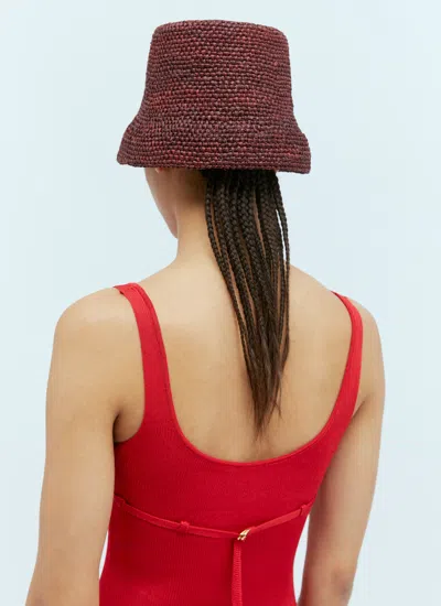 Jacquemus Le Bob Raphia Bucket Hat In Brown